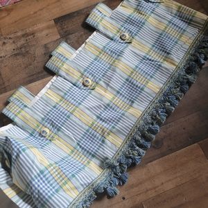 Custom window treatment valance 176x18 blue Waverly Fabric French country